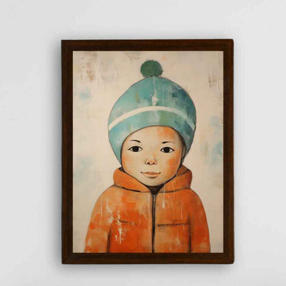 Winter Boy Abstract Canvas Artisan Wall Painting