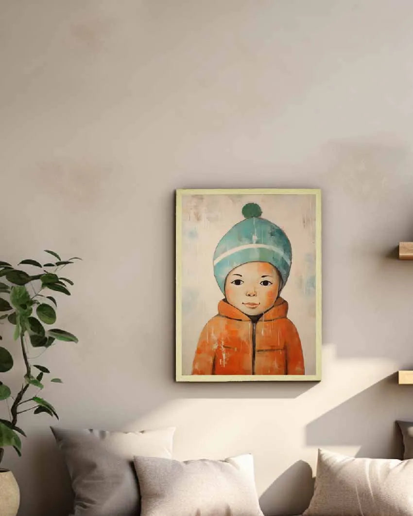 Winter Boy Abstract Canvas Artisan Wall Painting