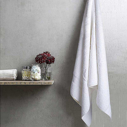 Grey & White Cotton Bath Towel | Set Of 2 | 60x30 inches