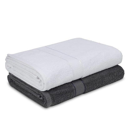 Grey & White Bath Towel  | Set Of 2 Default Title