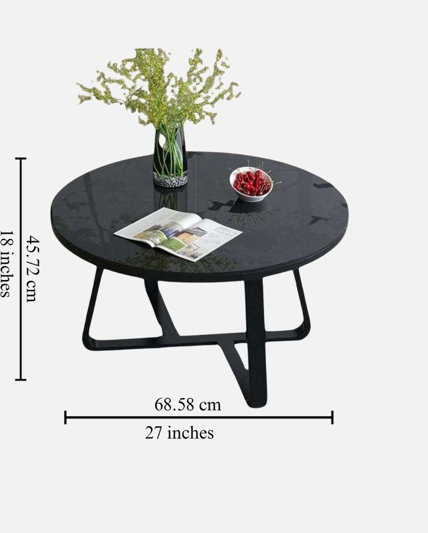 Black Round Marble Center Table | 27 x 27 x 18 inches