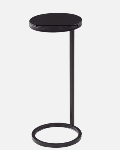 Ring Base Black Marble Designer Side Table | 10 x 10 x 24 inches