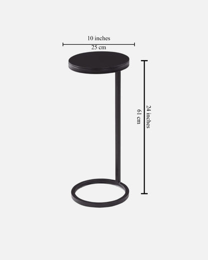 Ring Base Black Marble Designer Side Table | 10 x 10 x 24 inches