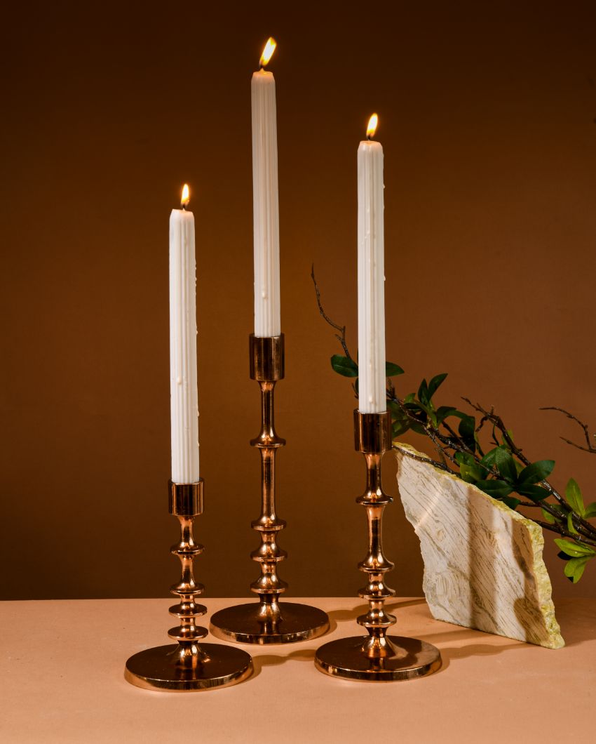 Radiance Metal Pillar Candle Stands | Set Of 3