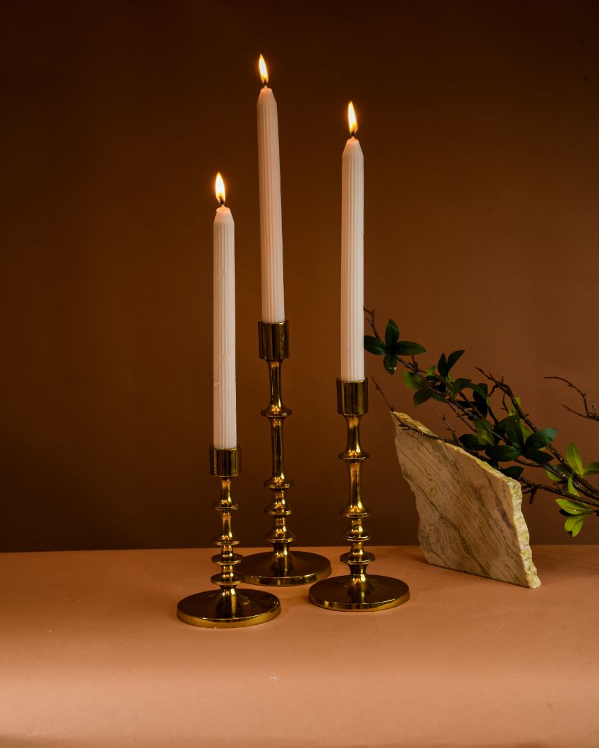 Radiance Metal Pillar Candle Stands | Set Of 3