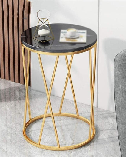 Gold And Black Marble Side Table | 16 x 16 x 20 inches