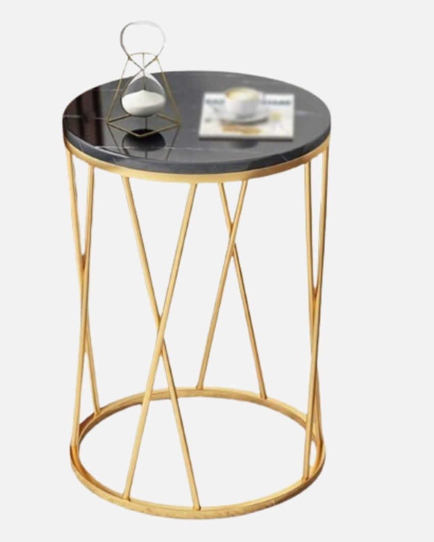 Gold And Black Marble Side Table | 16 x 16 x 20 inches