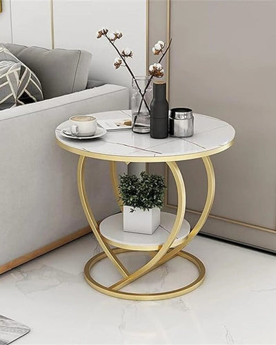 White & Gold Marble Coffee Table | 18 x 18 x 20 inches