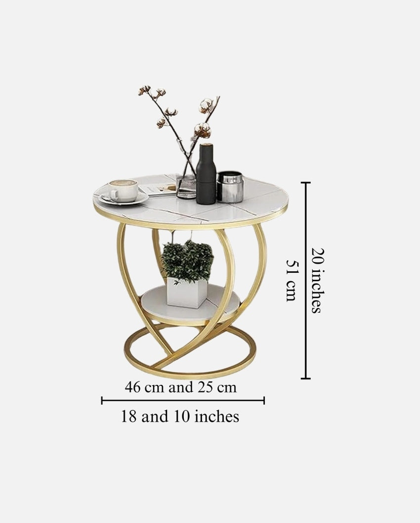 White & Gold Marble Coffee Table | 18 x 18 x 20 inches