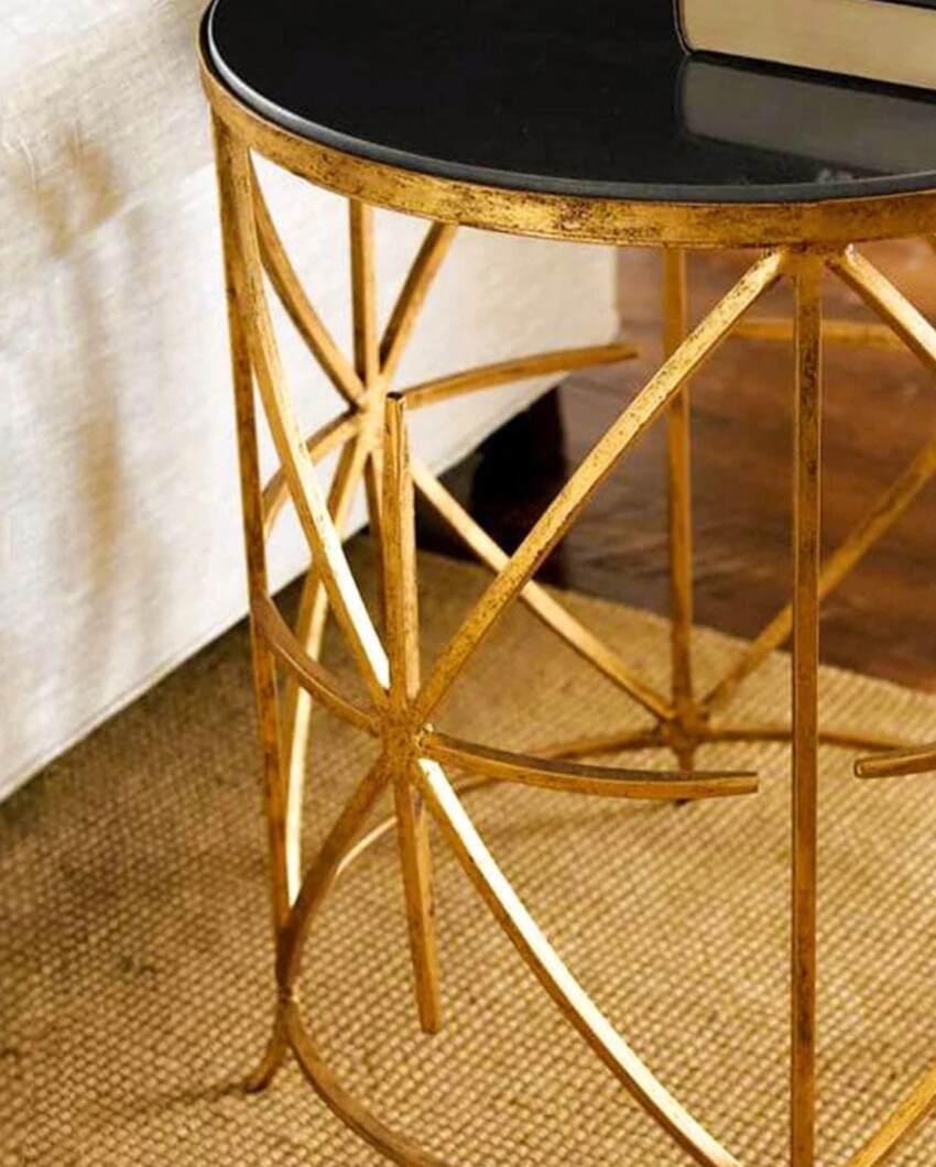 Black & Gold Contemporary Side Table | 16 x 16 x 20 inches