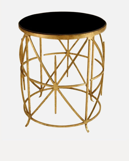 Black & Gold Contemporary Side Table | 16 x 16 x 20 inches