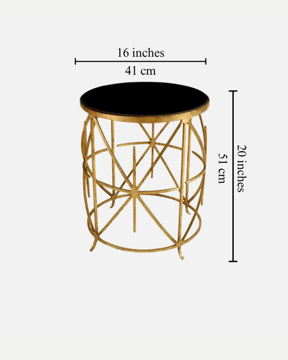 Black & Gold Contemporary Side Table | 16 x 16 x 20 inches