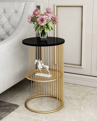 Black & Gold Designer Side Table | 12 x 12 x 24 inches