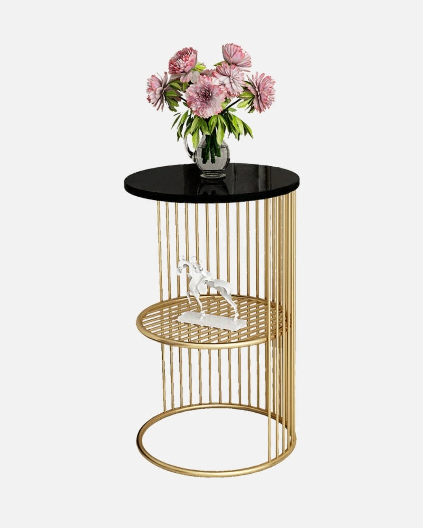 Black & Gold Designer Side Table | 12 x 12 x 24 inches