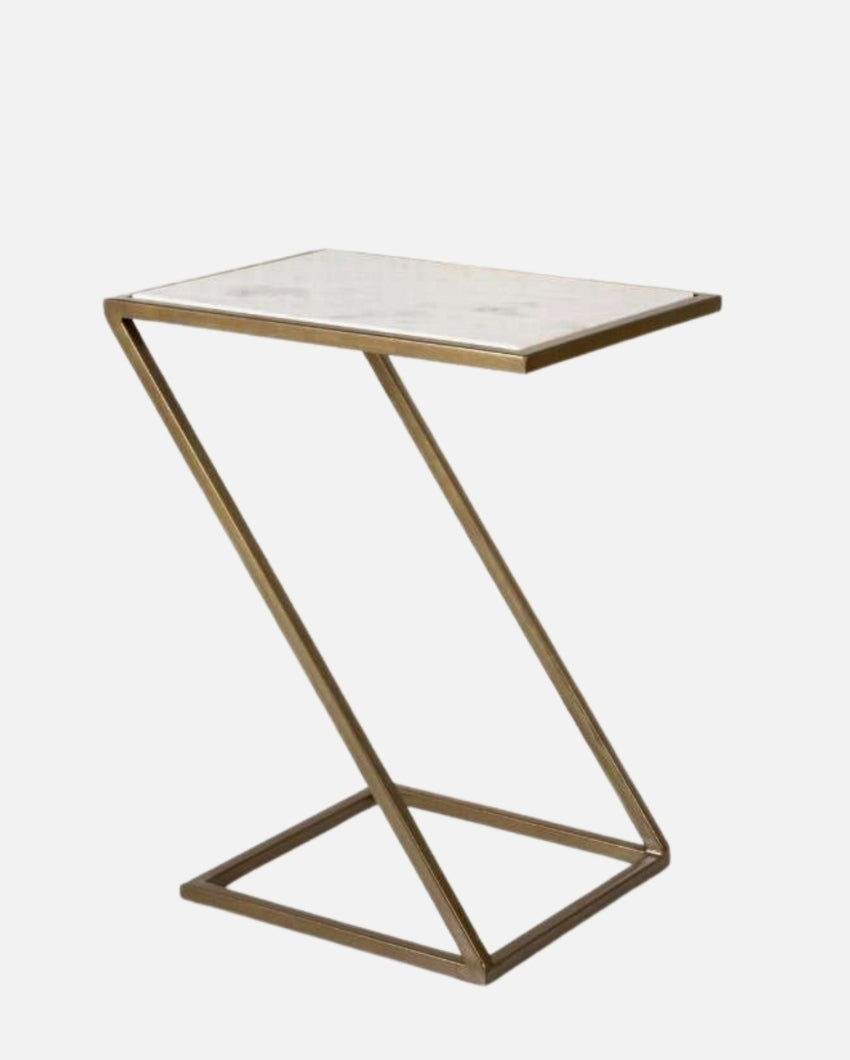 Z Style White Marble Side Table | 16 x 12 x 20 inches