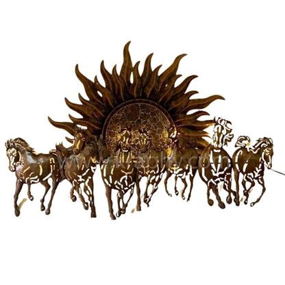 Gold Seven Horses With LED Light | 48 x 3 x 35  inches