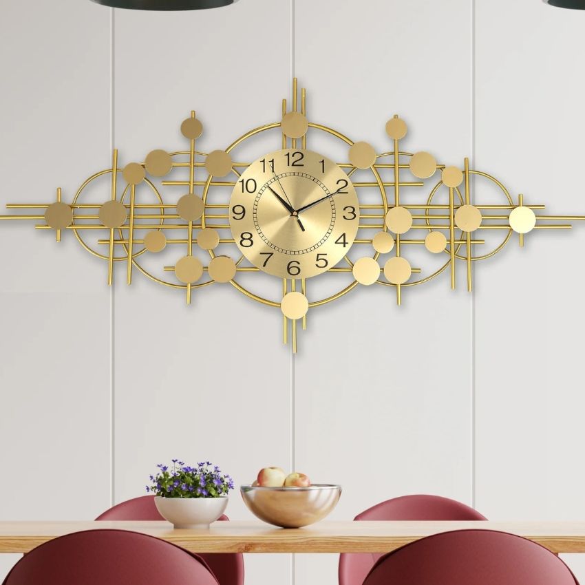 Gold Metal Wall Art Clock | 48 x 3 x 20  inches