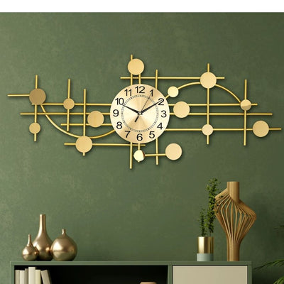 Gold Designer Metal Wall Clock | 48 x 3 x 20  inches