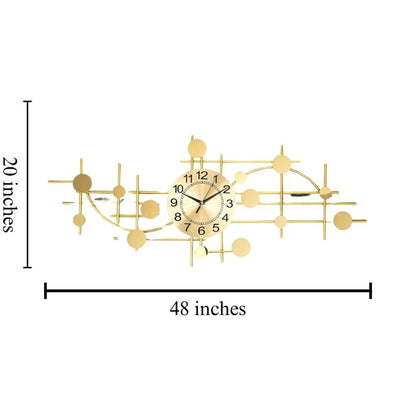 Gold Designer Metal Wall Clock | 48 x 3 x 20  inches