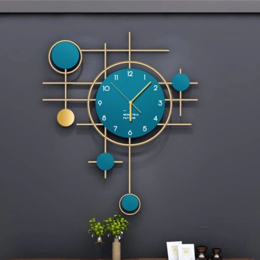 Blue Metallic Wall Clock | 30 x 3 x 26  inches