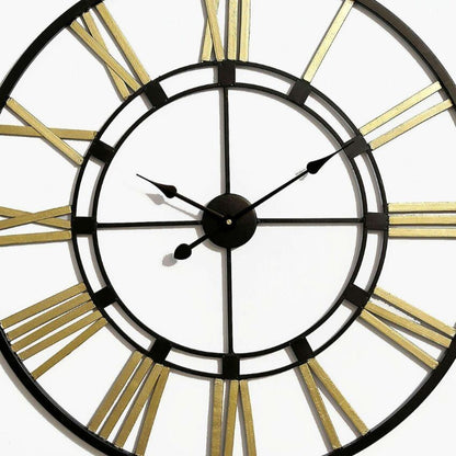 Black & Gold Classic Roman Large Wall Clock | 24 x 3 x 24  inches