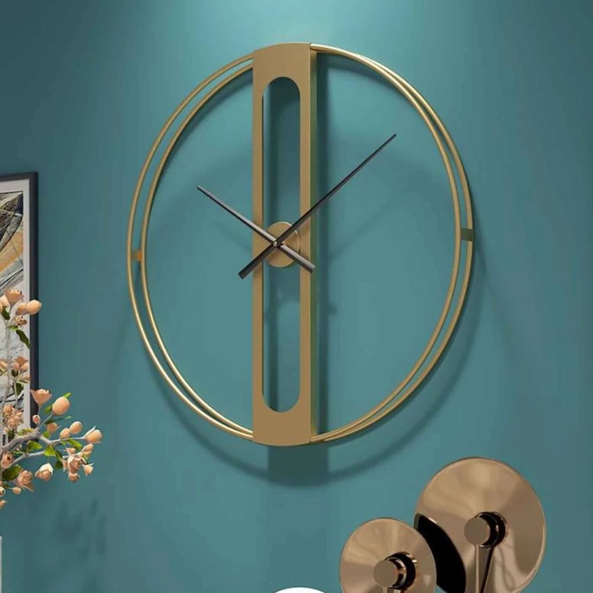 Gold Central Round Wall Clock | 24 x 3 x 24  inches