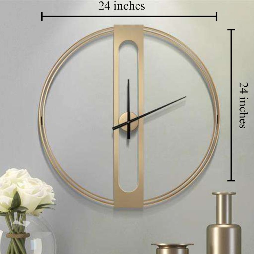 Gold Central Round Wall Clock | 24 x 3 x 24  inches