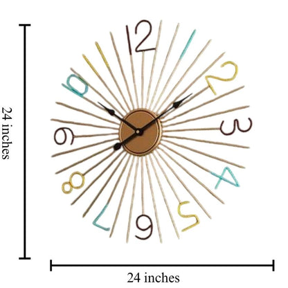 Multicolor Decorative Metal Wall Clock | 24 x 3 x 24  inches