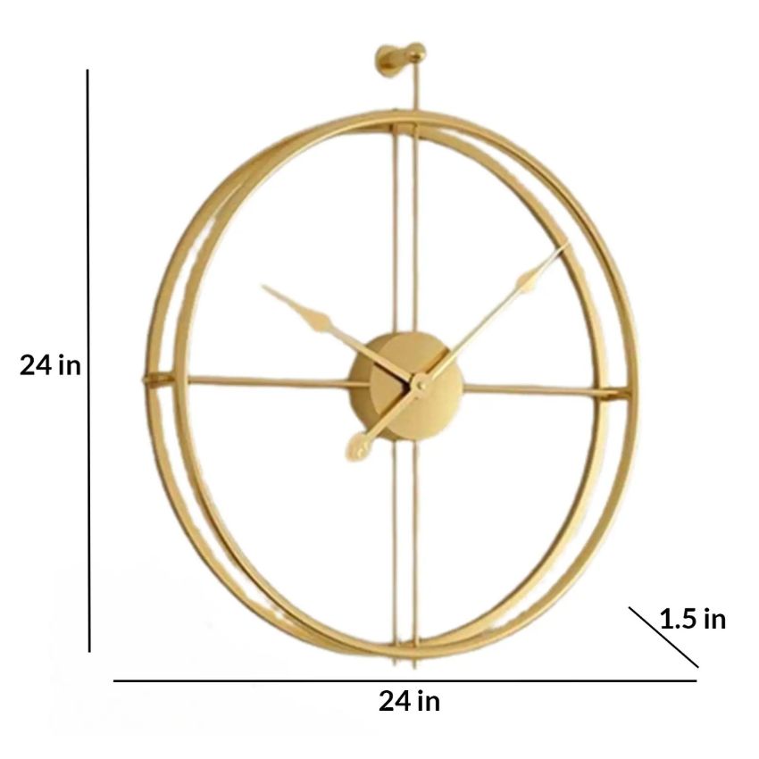 Gold Round Metal Wall Clock | 24 x 3 x 24  inches