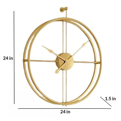 Gold Round Metal Wall Clock | 24 x 3 x 24  inches