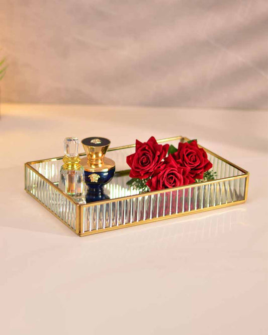 Luxe Fluted Glass Multipurpose Tray 8 Inches