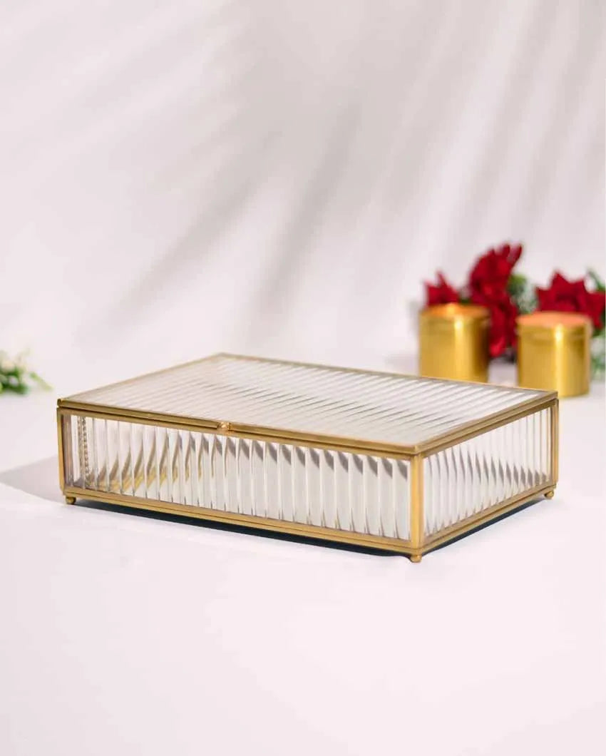 Stationery Fluted Glass Multipurpose Box Organizer