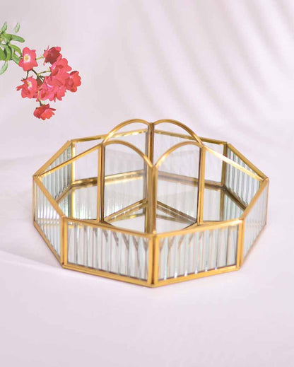 Fluted Glass Hexagonal Make-Up & Toiletry Organizer