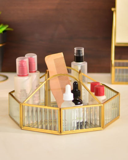 Fluted Glass Hexagonal Make-Up & Toiletry Organizer