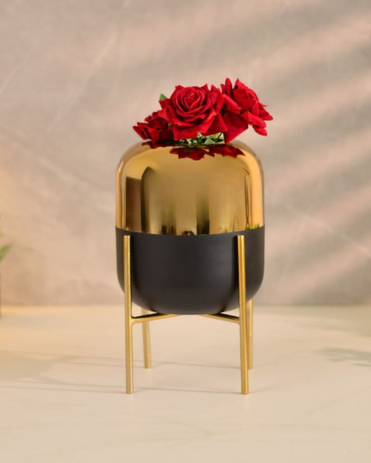 Luxe Metal Vase With Stand 11 Inches