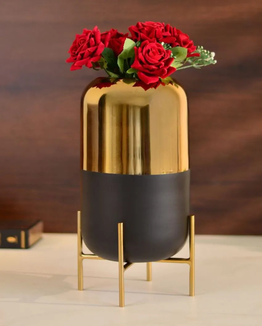 Luxe Metal Vase With Stand 13 Inches