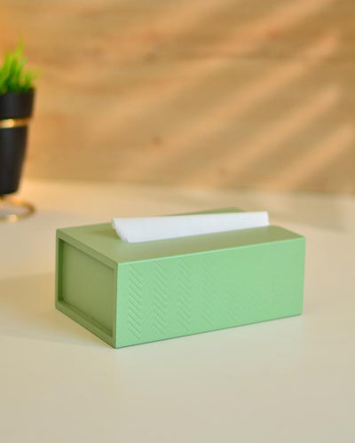 Green Wooden Tissue Box | 9 x 5.5 x 3 inches