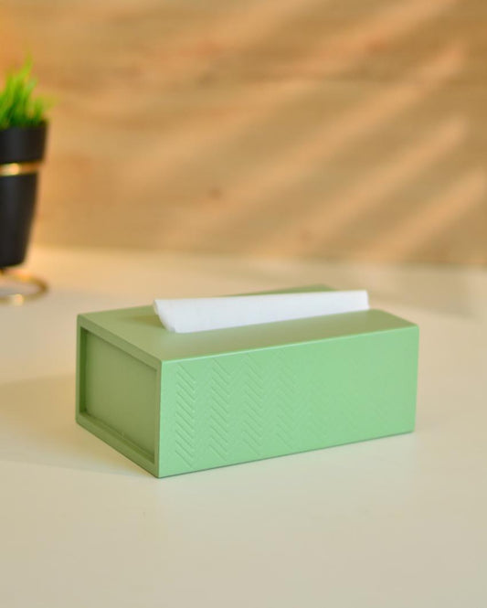 Green Wooden Tissue Box | 9 x 5.5 x 3 inches
