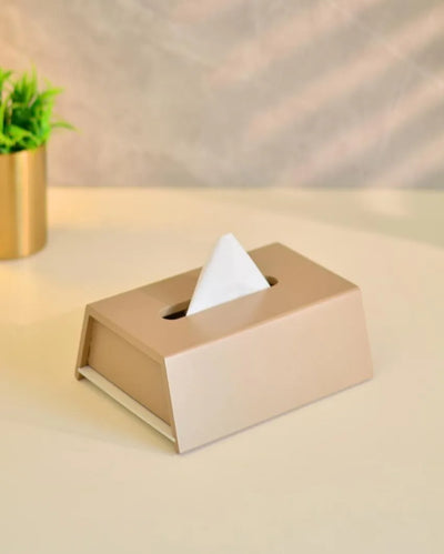 Beige Wooden Tissue Box | 9 x 5.5 x 3 inches