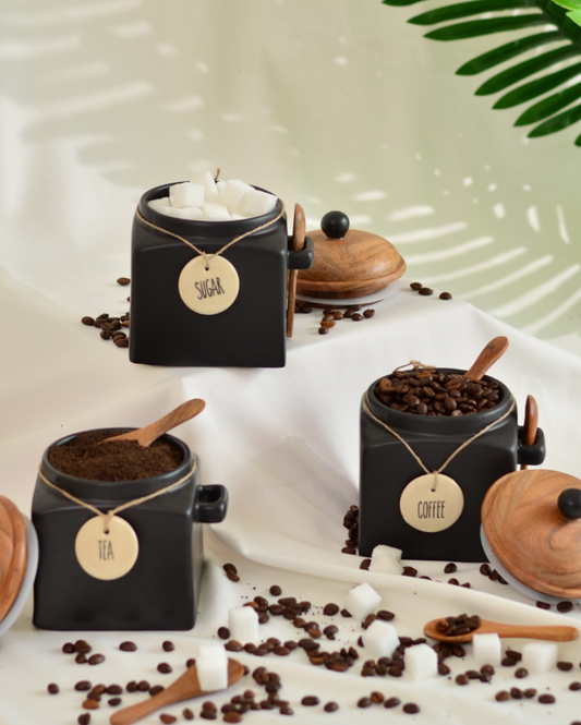 Tea Coffee Sugar Canisters with Spoon