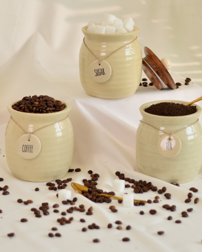 Samio Tea Coffee Sugar Canisters with Spoon