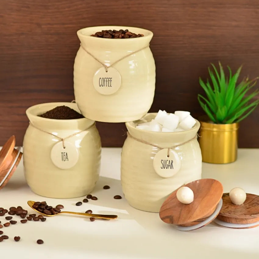 Samio Tea Coffee Sugar Canisters with Spoon