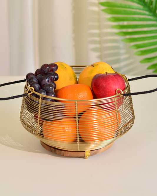 Fruit Wood & Metal Basket Bread Basket