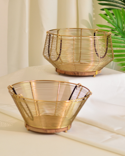 Fruit Wood & Metal Basket Bread Basket