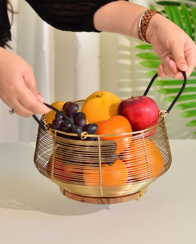 Fruit Wood & Metal Basket Bread Basket