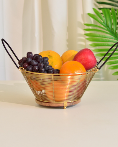 Fruit Wood & Metal Basket Bread Basket