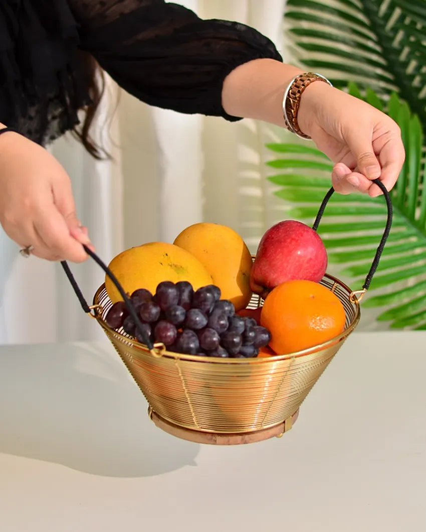 Fruit Wood & Metal Basket Bread Basket