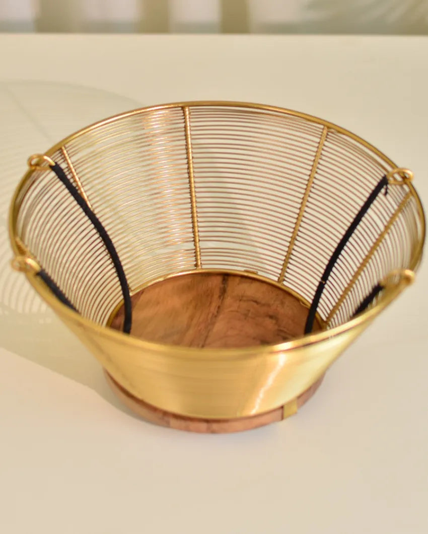 Fruit Wood & Metal Basket Bread Basket