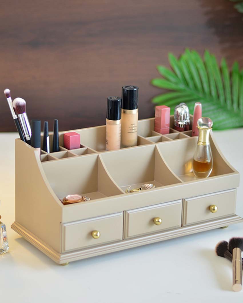 Wooden Makeup and Multi-Functional Organizer | 15 x 8 x 7 inches