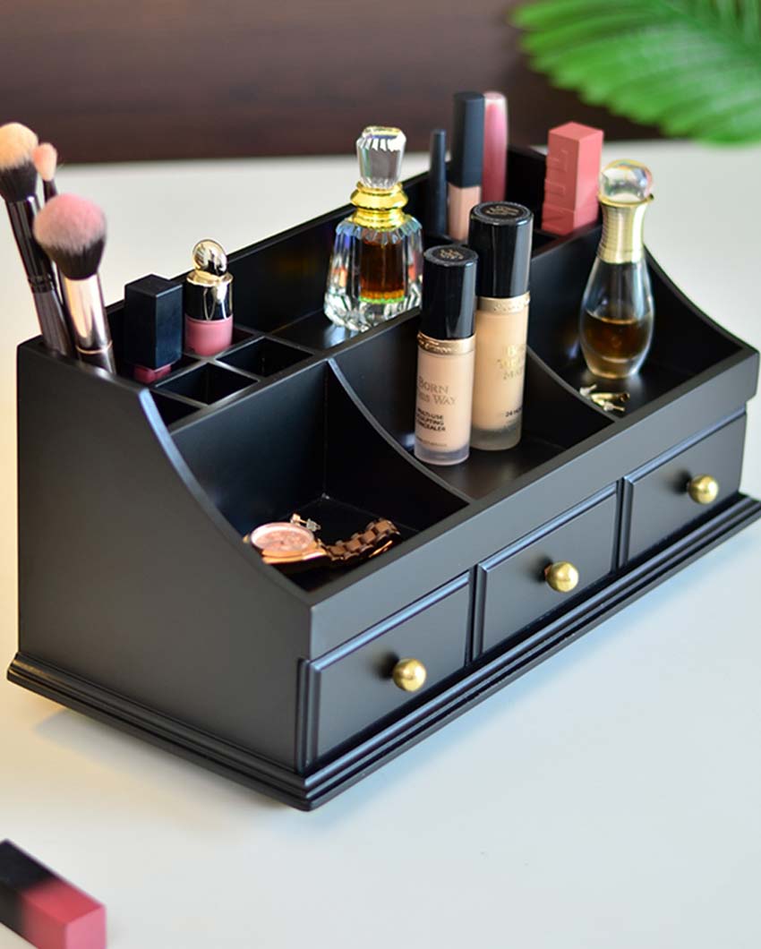 Versatile Wooden Makeup Organizer | 15 x 8 x 7 inches